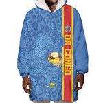 DR Congo Football Custom Wearable Blanket Hoodie Come On Leopards Blue Color