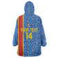 DR Congo Football Custom Wearable Blanket Hoodie Come On Leopards Blue Color