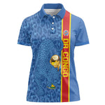DR Congo Football Custom Women Polo Shirt Come On Leopards Blue Color