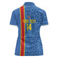 DR Congo Football Custom Women Polo Shirt Come On Leopards Blue Color