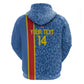 DR Congo Football Custom Zip Hoodie Come On Leopards Blue Color