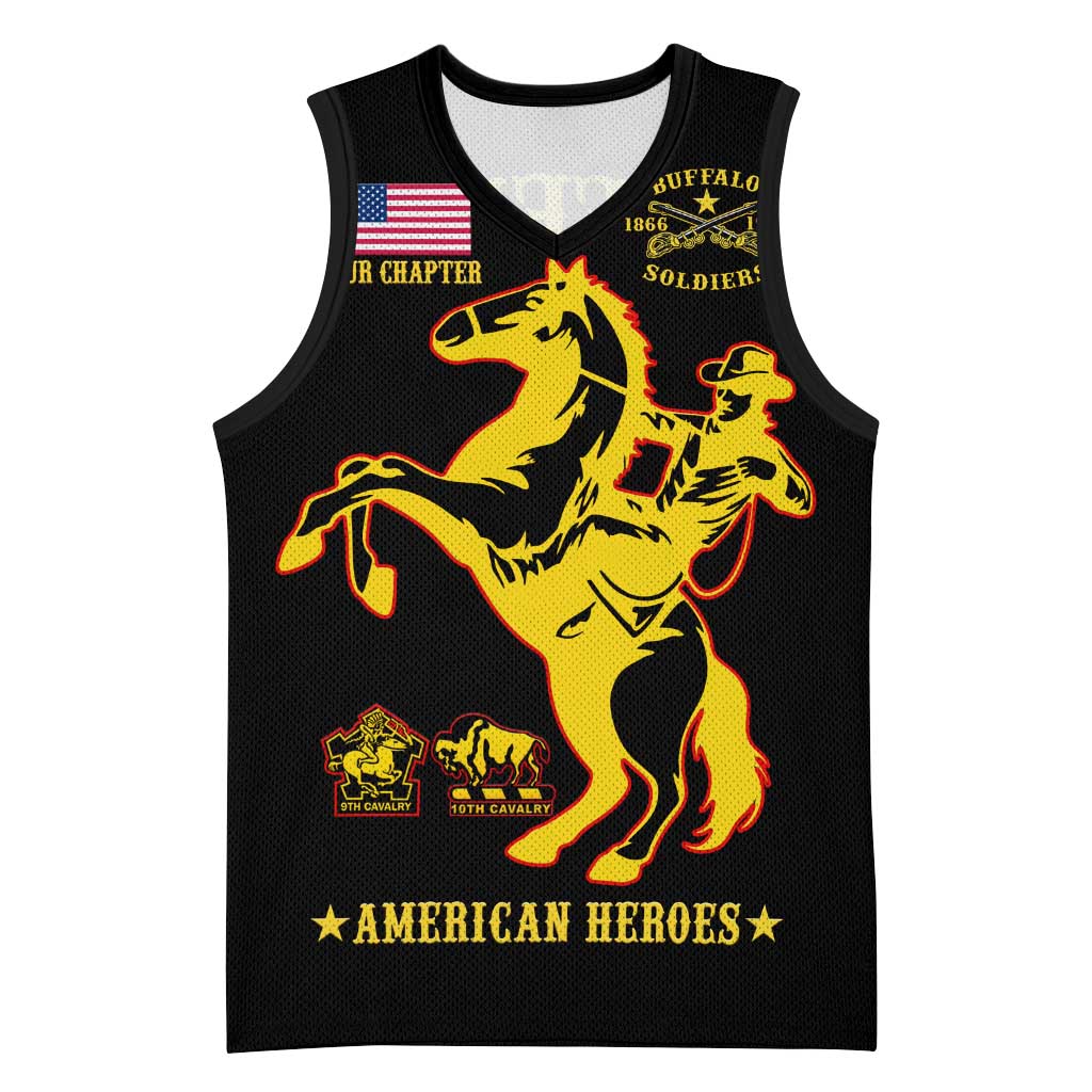 Personalized Afro Buffalo Soldiers Basketball Jersey BSMC United States Army Black - African Pride