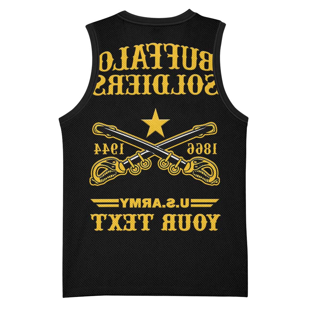 Personalized Afro Buffalo Soldiers Basketball Jersey BSMC United States Army Black - African Pride