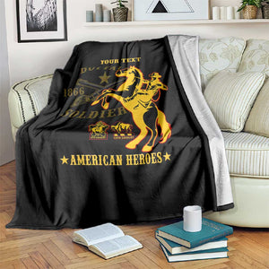 Personalized Afro Buffalo Soldiers Blanket BSMC United States Army Black