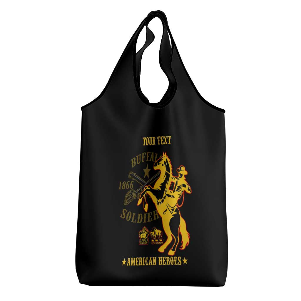 Personalized Afro Buffalo Soldiers Grocery Bag BSMC United States Army Black