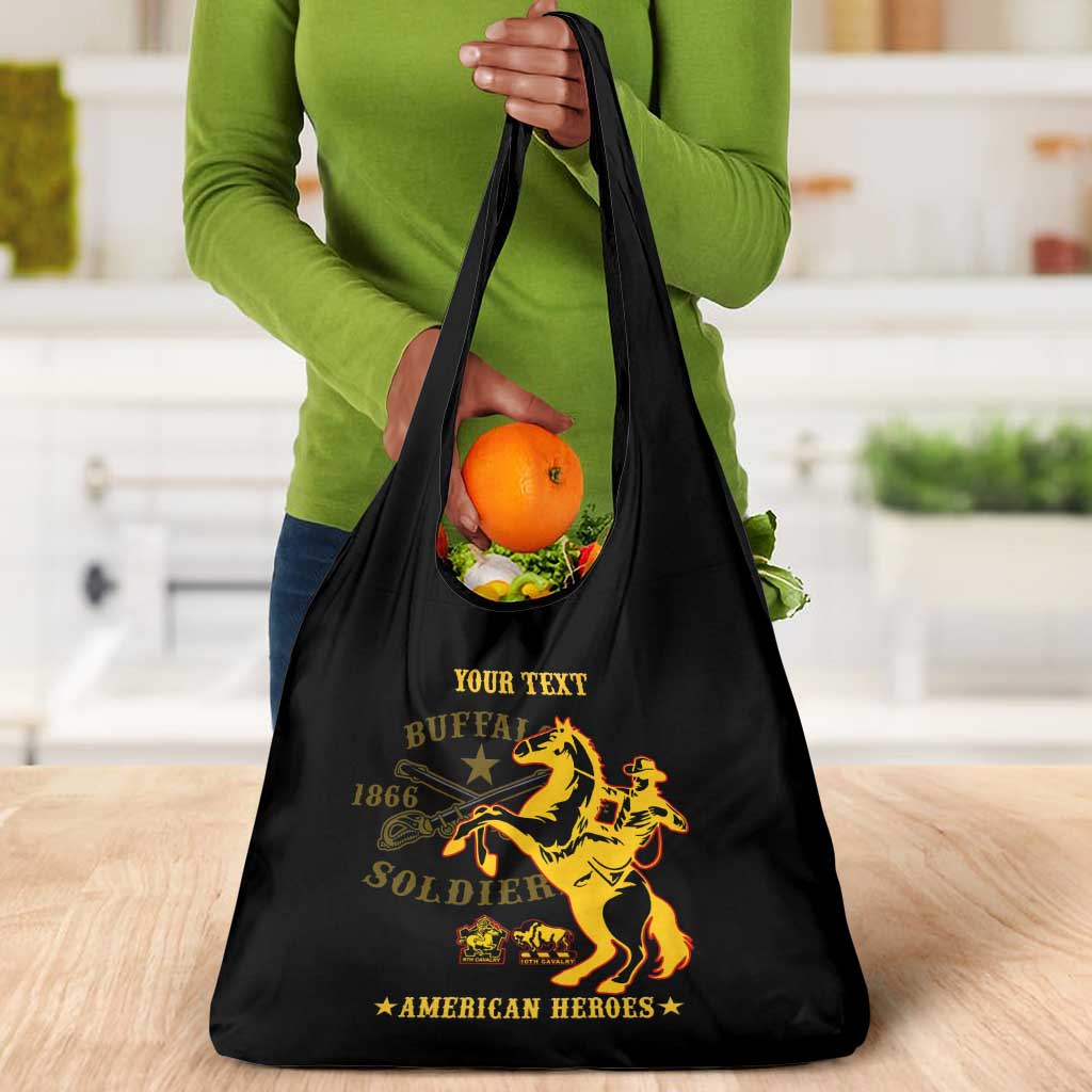 Personalized Afro Buffalo Soldiers Grocery Bag BSMC United States Army Black