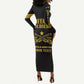 Personalized Afro Buffalo Soldiers Long Sleeve Bodycon Dress BSMC United States Army Black LT14