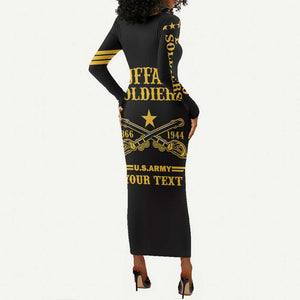 Personalized Afro Buffalo Soldiers Long Sleeve Bodycon Dress BSMC United States Army Black LT14