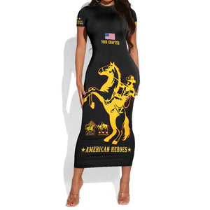 Personalized Afro Buffalo Soldiers Short Sleeve Bodycon Dress BSMC United States Army Black LT14