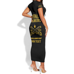 Personalized Afro Buffalo Soldiers Short Sleeve Bodycon Dress BSMC United States Army Black LT14