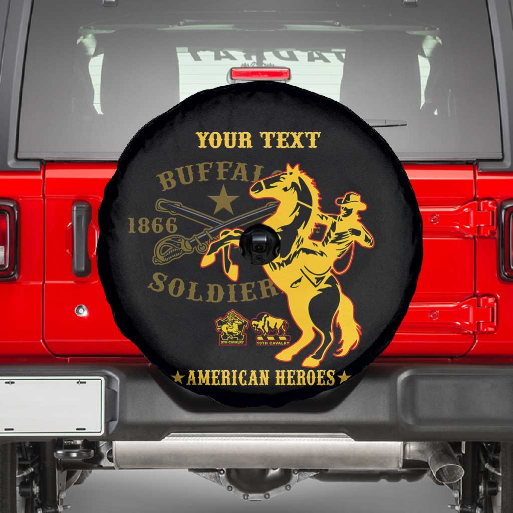 Personalized Afro Buffalo Soldiers Spare Tire Cover BSMC United States Army Black
