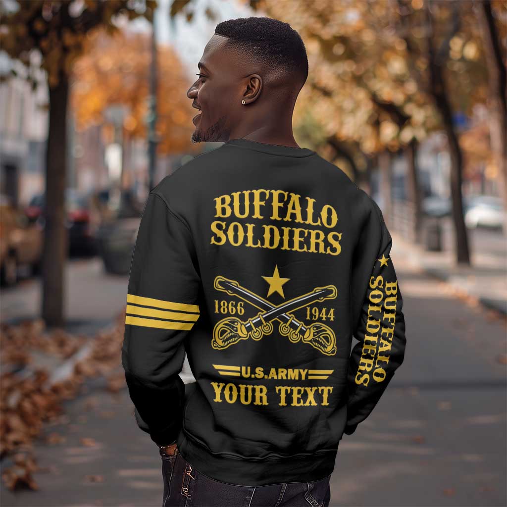 Personalized Afro Buffalo Soldiers Sweatshirt BSMC United States Army Black