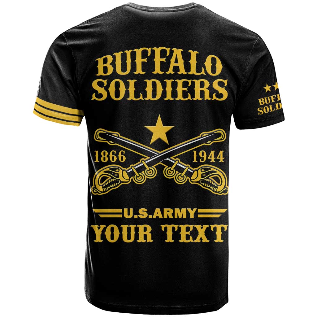 Personalized Afro Buffalo Soldiers T shirt BSMC United States Army Black
