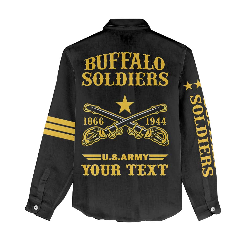 Personalized Afro Buffalo Soldiers Women Casual Shirt BSMC United States Army Black LT14