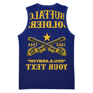 Personalized Afro Buffalo Soldiers Basketball Jersey BSMC United States Army Blue - African Pride