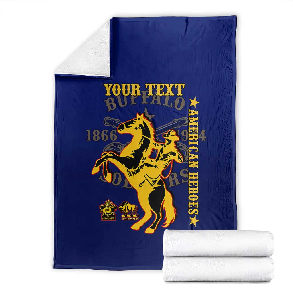 Personalized Afro Buffalo Soldiers Blanket BSMC United States Army Blue