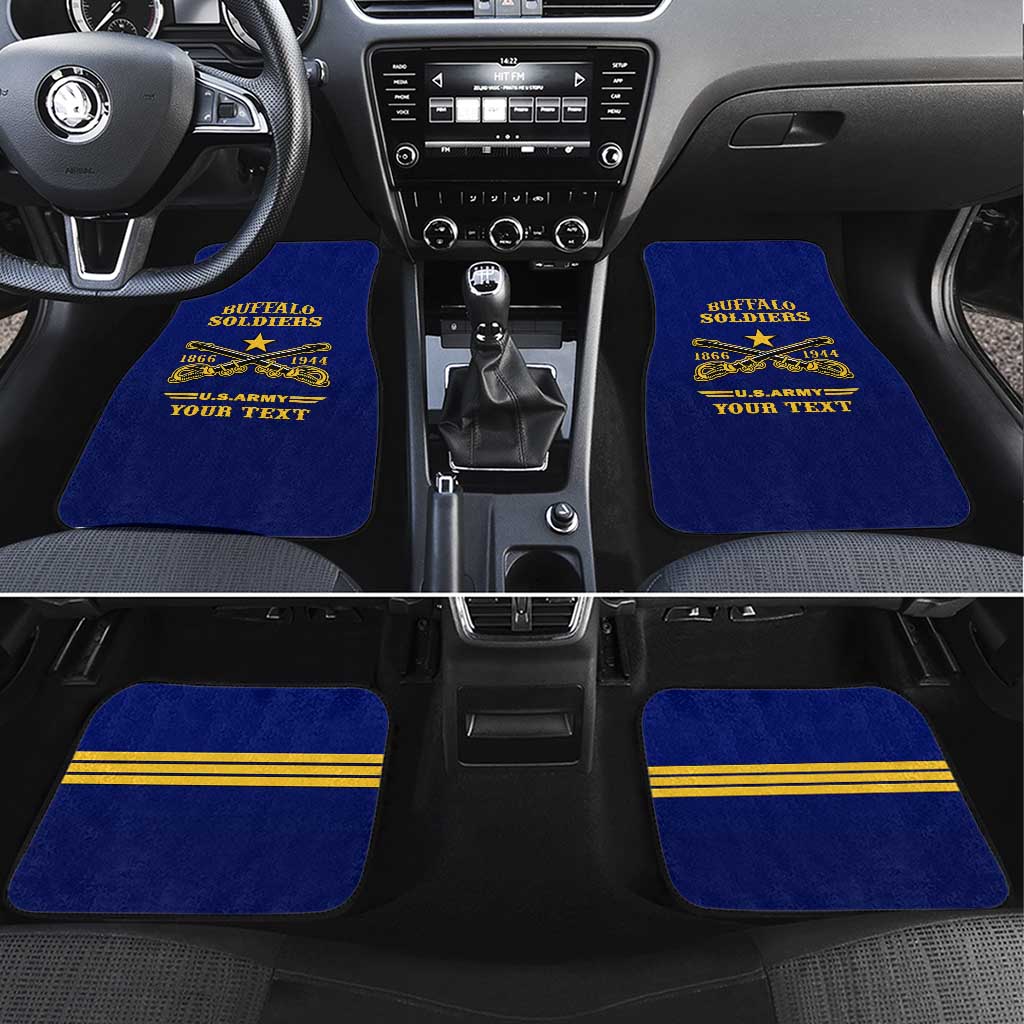 Personalized Afro Buffalo Soldiers Car Mats BSMC United States Army Blue
