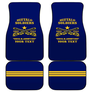 Personalized Afro Buffalo Soldiers Car Mats BSMC United States Army Blue