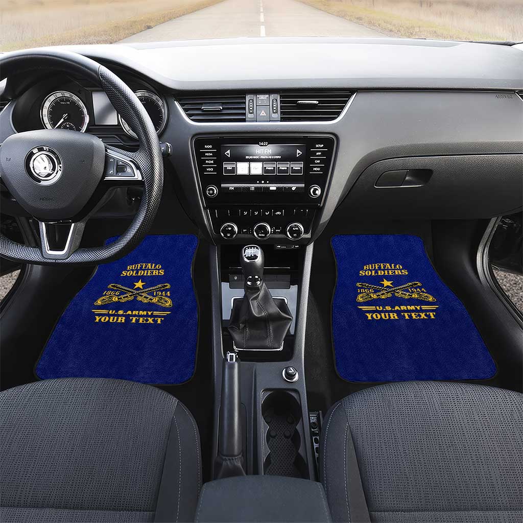 Personalized Afro Buffalo Soldiers Car Mats BSMC United States Army Blue