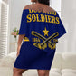 Personalized Afro Buffalo Soldiers Off Shoulder Short Dress BSMC United States Army Blue