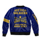 Personalized Afro Buffalo Soldiers Sleeve Zip Bomber Jacket BSMC United States Army Blue