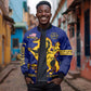Personalized Afro Buffalo Soldiers Sleeve Zip Bomber Jacket BSMC United States Army Blue