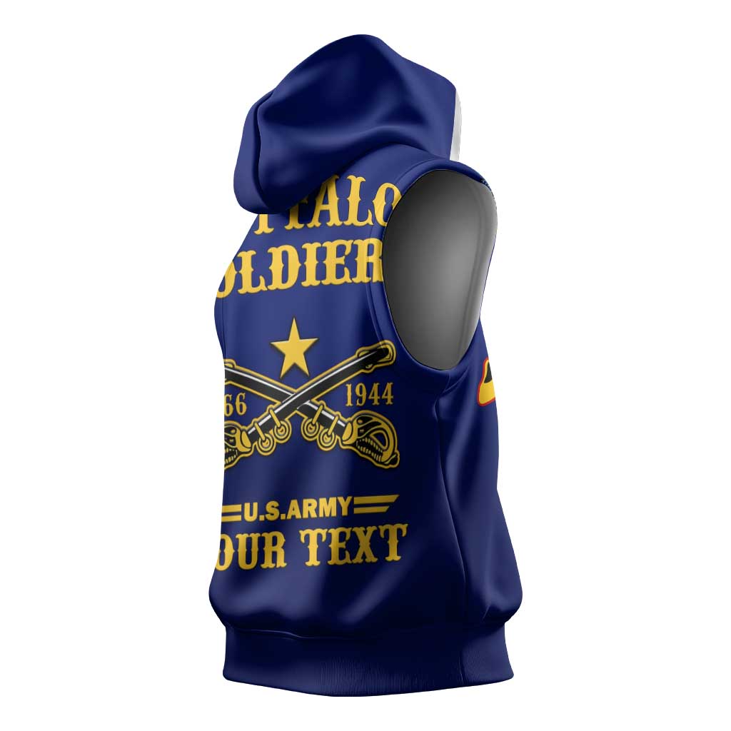 Personalized Afro Buffalo Soldiers Sleeveless Hoodie BSMC United States Army Blue - African Pride