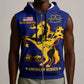 Personalized Afro Buffalo Soldiers Sleeveless Zip Hoodie BSMC United States Army Blue - African Pride