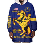 Personalized Afro Buffalo Soldiers Wearable Blanket Hoodie BSMC United States Army Blue