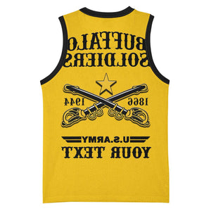 Personalized Afro Buffalo Soldiers Basketball Jersey BSMC United States Army Yellow - African Pride