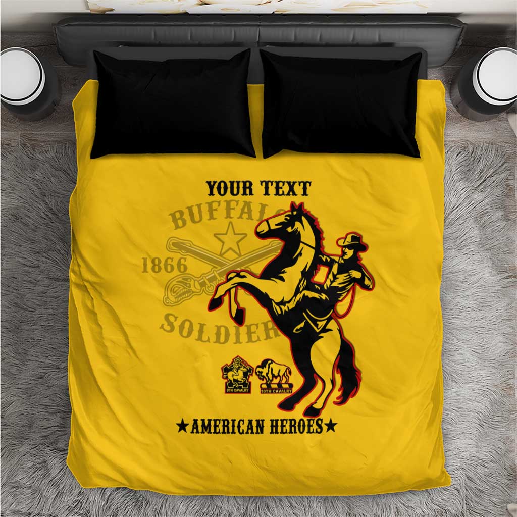 Personalized Afro Buffalo Soldiers Bedding Set BSMC United States Army Yellow