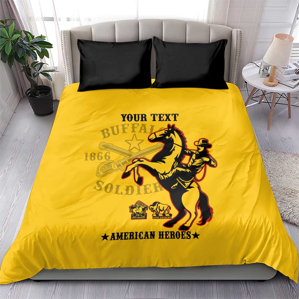 Personalized Afro Buffalo Soldiers Bedding Set BSMC United States Army Yellow