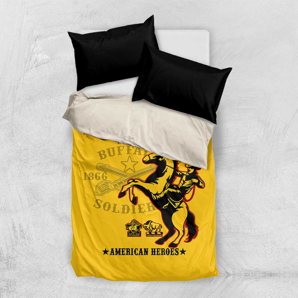 Personalized Afro Buffalo Soldiers Bedding Set BSMC United States Army Yellow