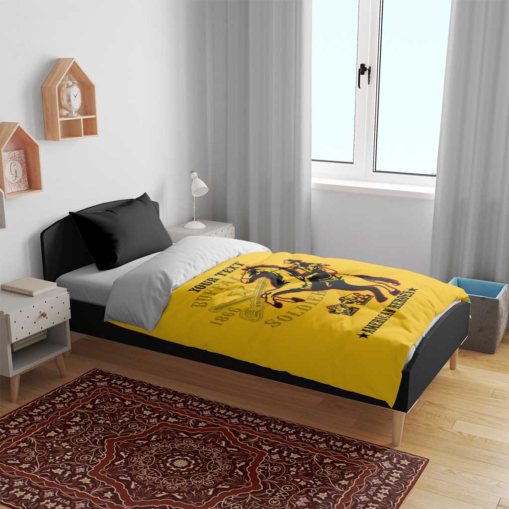 Personalized Afro Buffalo Soldiers Bedding Set BSMC United States Army Yellow
