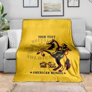 Personalized Afro Buffalo Soldiers Blanket BSMC United States Army Yellow