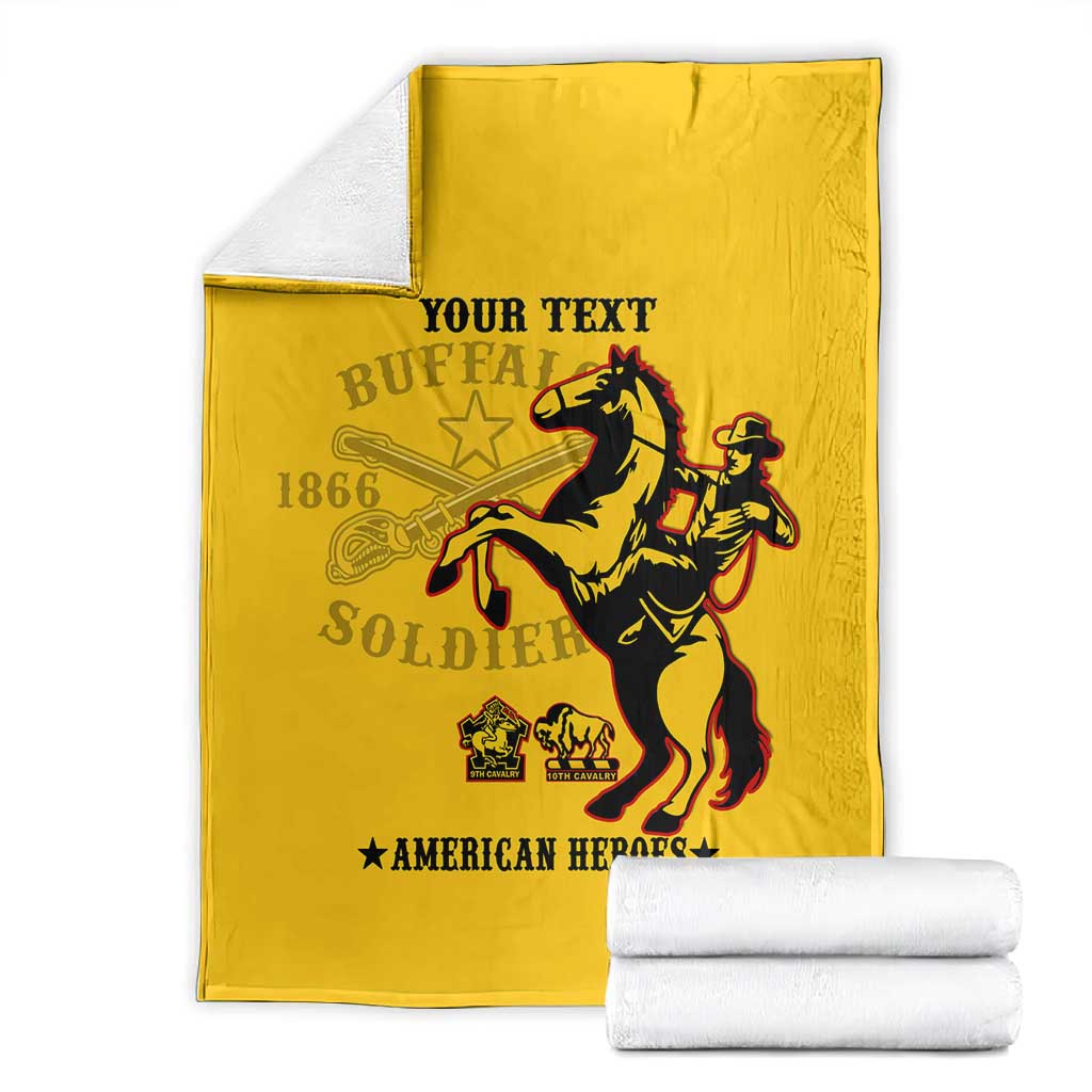 Personalized Afro Buffalo Soldiers Blanket BSMC United States Army Yellow