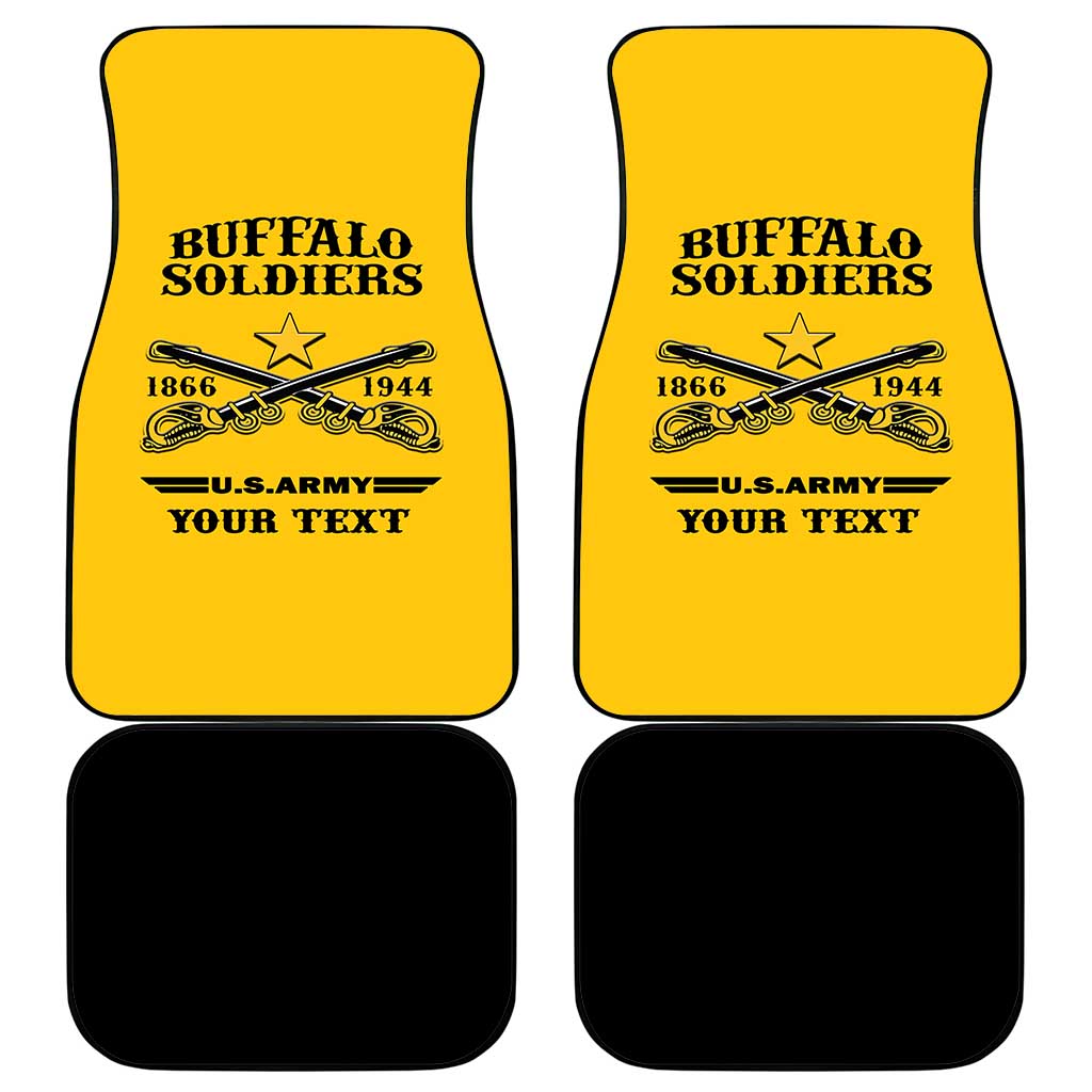 Personalized Afro Buffalo Soldiers Car Mats BSMC United States Army Yellow