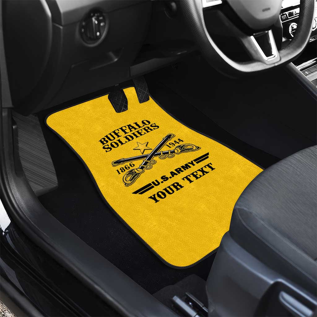 Personalized Afro Buffalo Soldiers Car Mats BSMC United States Army Yellow