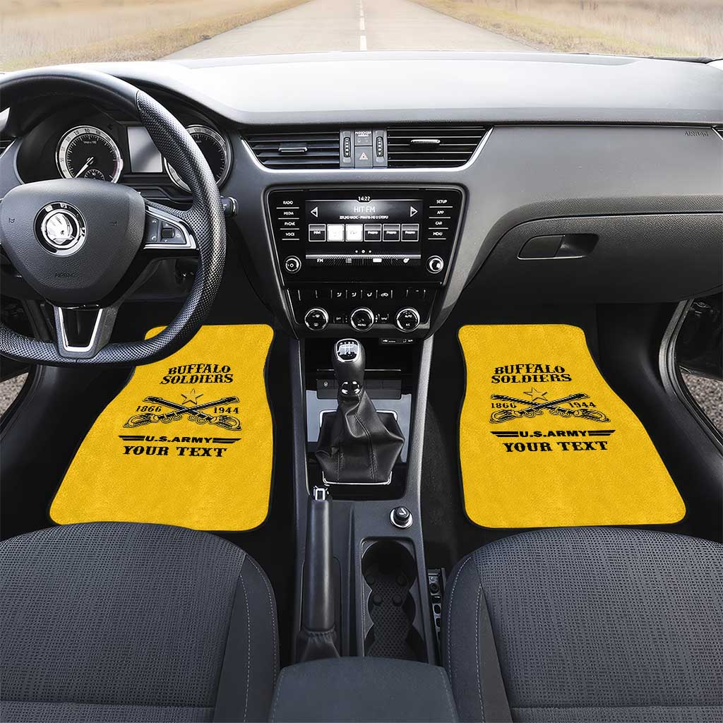 Personalized Afro Buffalo Soldiers Car Mats BSMC United States Army Yellow