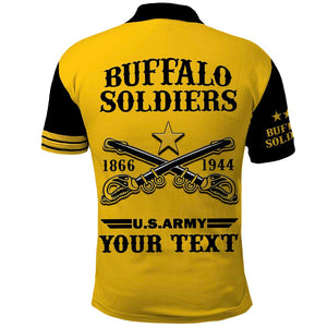 Personalized Afro Buffalo Soldiers Polo Shirt BSMC United States Army Yellow