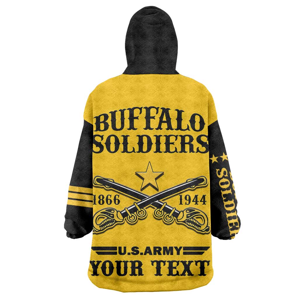 Personalized Afro Buffalo Soldiers Wearable Blanket Hoodie BSMC United States Army Yellow