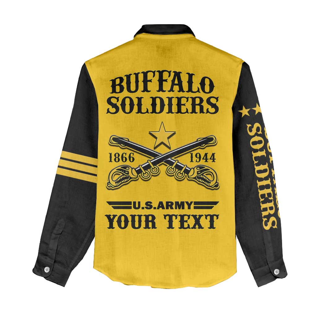 Personalized Afro Buffalo Soldiers Women Casual Shirt BSMC United States Army Yellow LT14