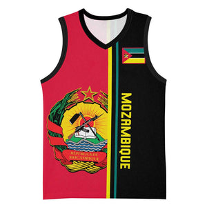 Personalised Mozambique Basketball Jersey Muzambhiki Coat Of Arms - African Pride