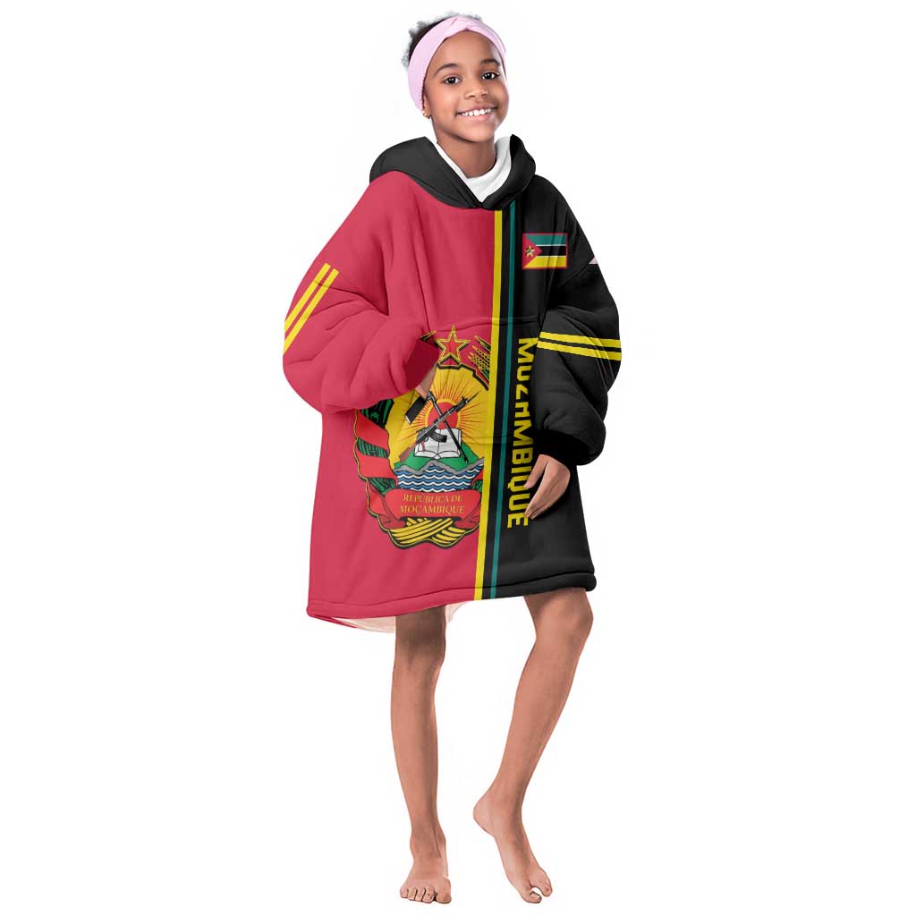Personalised Mozambique KId Wearable Blanket Hoodie Muzambhiki Coat Of Arms