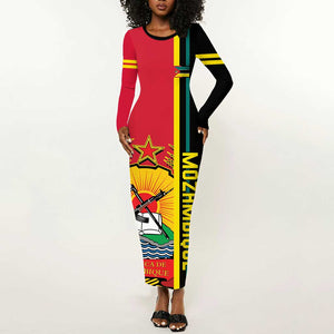 Personalised Mozambique Long Sleeve Bodycon Dress Muzambhiki Coat Of Arms LT14