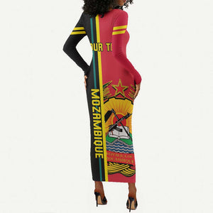 Personalised Mozambique Long Sleeve Bodycon Dress Muzambhiki Coat Of Arms LT14