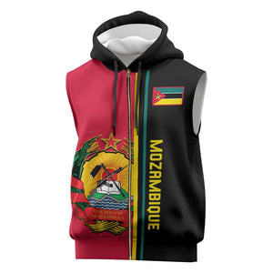 Personalised Mozambique Sleeveless Zip Hoodie Muzambhiki Coat Of Arms - African Pride