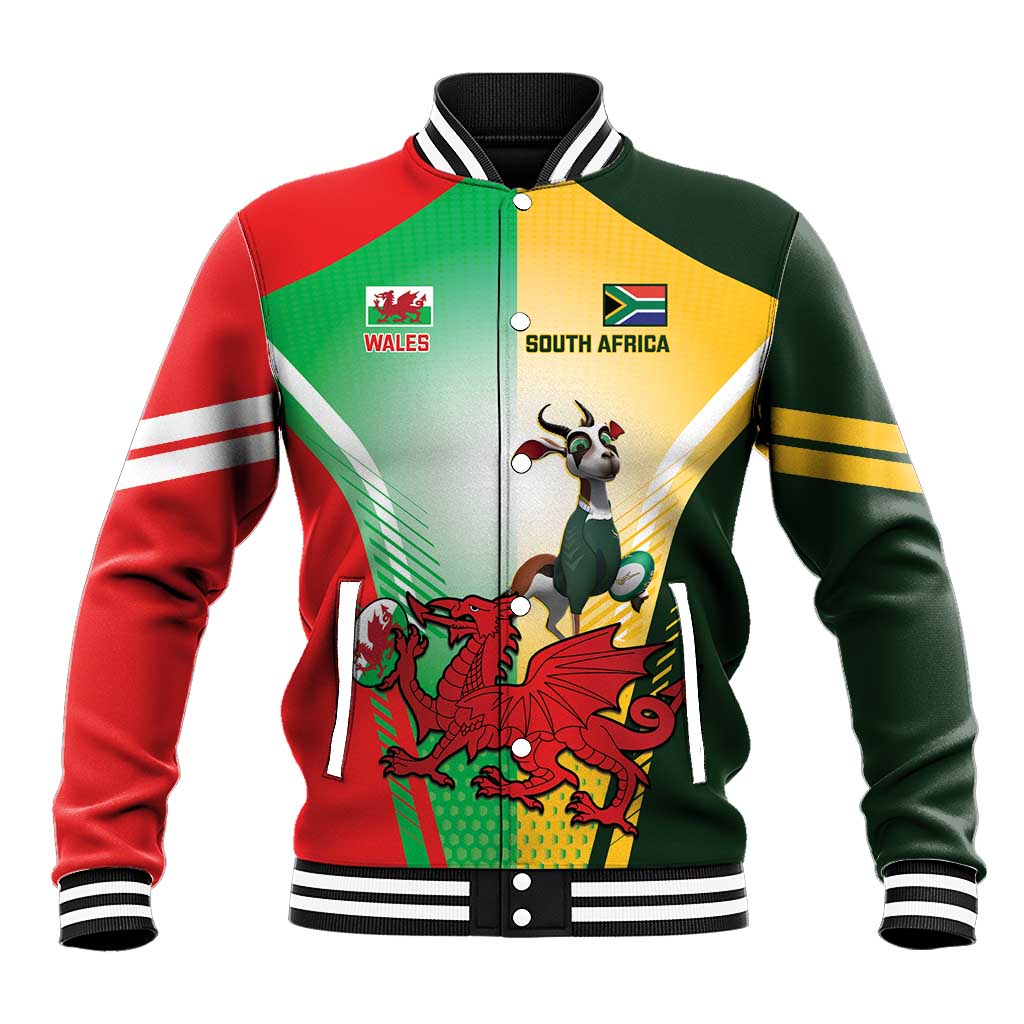 Custom South Africa And Wales Rugby Baseball Jacket Springboks Welsh Mascots Dynamic Version LT14