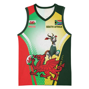Custom South Africa And Wales Rugby Basketball Jersey Springboks Welsh Mascots Dynamic Version - African Pride