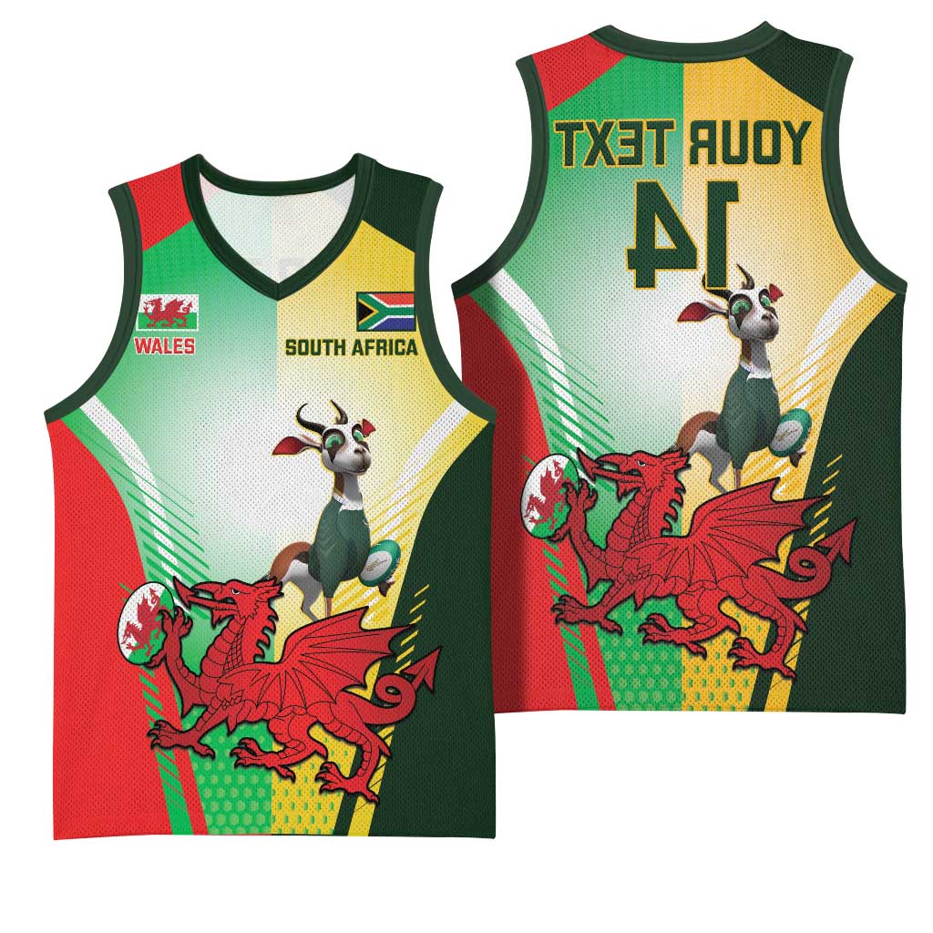 Custom South Africa And Wales Rugby Basketball Jersey Springboks Welsh Mascots Dynamic Version - African Pride